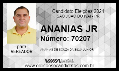 Candidato ANANIAS JR 2024 - SÃO JOÃO DO IVAÍ - Eleições