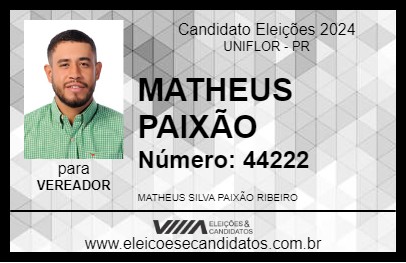 Candidato MATHEUS PAIXÃO 2024 - UNIFLOR - Eleições