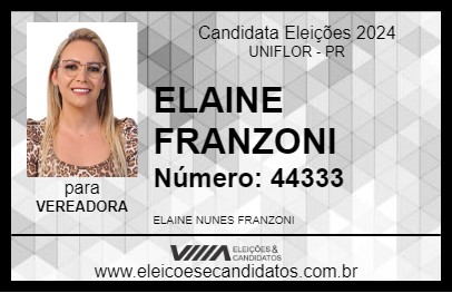 Candidato ELAINE FRANZONI 2024 - UNIFLOR - Eleições