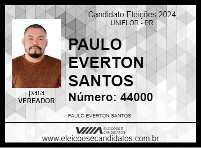 Candidato PAULO EVERTON SANTOS 2024 - UNIFLOR - Eleições