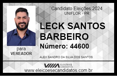 Candidato LECK SANTOS BARBEIRO 2024 - UNIFLOR - Eleições