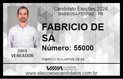 Candidato FABRICIO DE SÁ 2024 - BARBOSA FERRAZ - Eleições