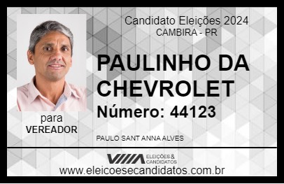 Candidato PAULINHO DA CHEVROLET 2024 - CAMBIRA - Eleições