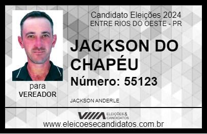 Candidato JACKSON DO CHAPÉU 2024 - ENTRE RIOS DO OESTE - Eleições