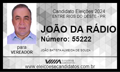 Candidato JOÃO DA RÁDIO 2024 - ENTRE RIOS DO OESTE - Eleições