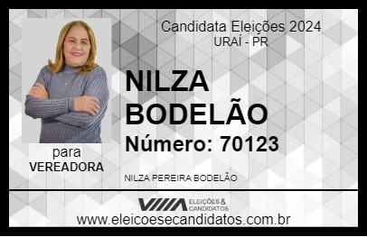 Candidato NILZA BODELÃO 2024 - URAÍ - Eleições