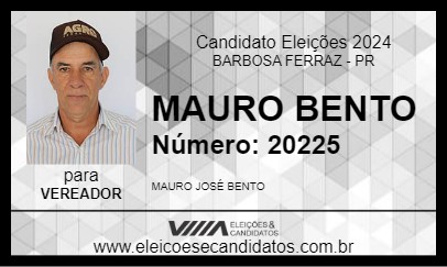 Candidato MAURO BENTO 2024 - BARBOSA FERRAZ - Eleições