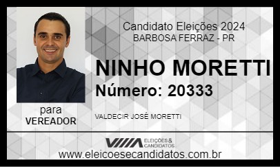 Candidato NINHO MORETTI 2024 - BARBOSA FERRAZ - Eleições