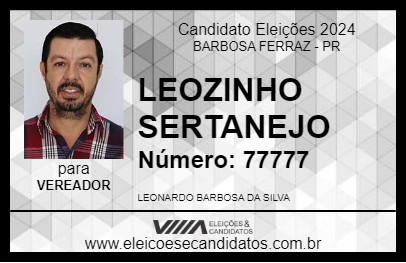 Candidato LEOZINHO SERTANEJO 2024 - BARBOSA FERRAZ - Eleições