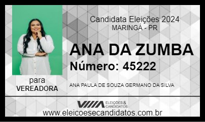 Candidato ANA DA ZUMBA 2024 - MARINGÁ - Eleições