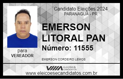 Candidato EMERSON LITORAL PAN 2024 - PARANAGUÁ - Eleições