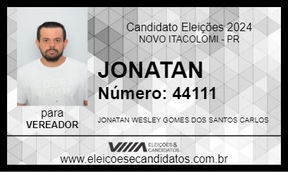 Candidato JONATAN  2024 - NOVO ITACOLOMI - Eleições