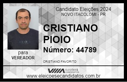 Candidato CRISTIANO PIOIO 2024 - NOVO ITACOLOMI - Eleições