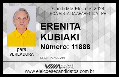 Candidato ERENITA KUBIAKI 2024 - BOA VISTA DA APARECIDA - Eleições