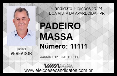 Candidato PADEIRO MASSA 2024 - BOA VISTA DA APARECIDA - Eleições