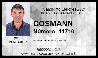 Candidato COSMANN 2024 - BOA VISTA DA APARECIDA - Eleições