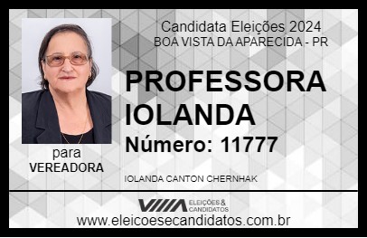 Candidato PROFESSORA IOLANDA 2024 - BOA VISTA DA APARECIDA - Eleições