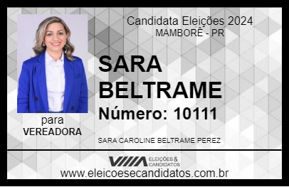 Candidato SARA BELTRAME 2024 - MAMBORÊ - Eleições