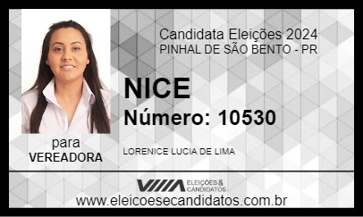 Candidato NICE 2024 - PINHAL DE SÃO BENTO - Eleições