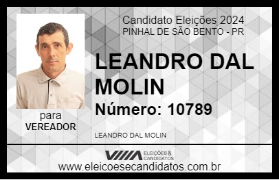 Candidato LEANDRO DAL MOLIN 2024 - PINHAL DE SÃO BENTO - Eleições