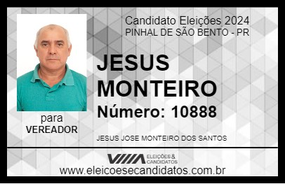 Candidato JESUS MONTEIRO 2024 - PINHAL DE SÃO BENTO - Eleições