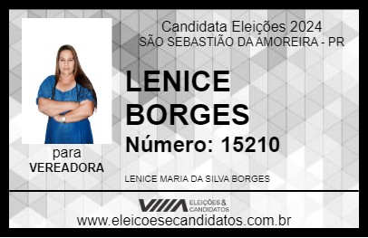 Candidato LENICE BORGES 2024 - SÃO SEBASTIÃO DA AMOREIRA - Eleições