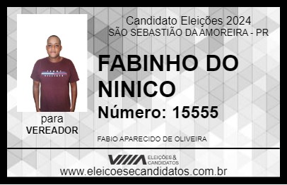 Candidato FABINHO DO NINICO 2024 - SÃO SEBASTIÃO DA AMOREIRA - Eleições