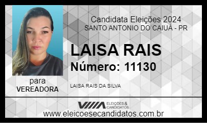 Candidato LAISA RAIS 2024 - SANTO ANTONIO DO CAIUÁ - Eleições