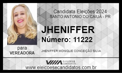 Candidato JHENIFFER 2024 - SANTO ANTONIO DO CAIUÁ - Eleições