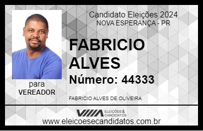 Candidato FABRICIO ALVES 2024 - NOVA ESPERANÇA - Eleições