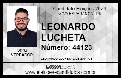 Candidato LEONARDO LUCHETA 2024 - NOVA ESPERANÇA - Eleições