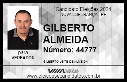 Candidato GILBERTO ALMEIDA 2024 - NOVA ESPERANÇA - Eleições