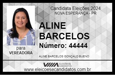 Candidato ALINE BARCELOS 2024 - NOVA ESPERANÇA - Eleições