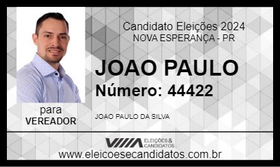 Candidato JOAO PAULO 2024 - NOVA ESPERANÇA - Eleições