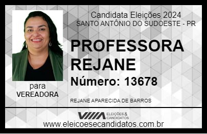 Candidato PROFESSORA REJANE  2024 - SANTO ANTÔNIO DO SUDOESTE - Eleições