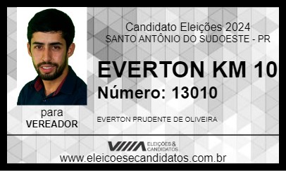 Candidato EVERTON KM 10 2024 - SANTO ANTÔNIO DO SUDOESTE - Eleições