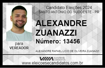 Candidato ALEXANDRE ZUANAZZI 2024 - SANTO ANTÔNIO DO SUDOESTE - Eleições