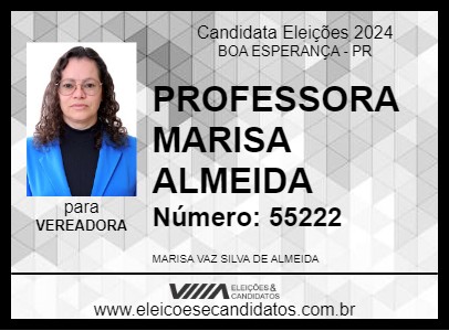 Candidato PROFESSORA MARISA ALMEIDA 2024 - BOA ESPERANÇA - Eleições