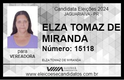 Candidato ELZA TOMAZ DE MIRANDA 2024 - JAGUARIAÍVA - Eleições