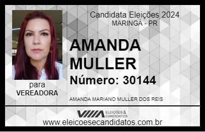 Candidato AMANDA MULLER 2024 - MARINGÁ - Eleições