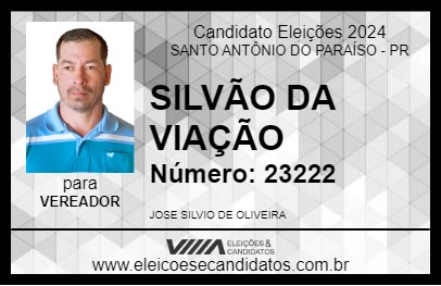 Candidato SILVÃO DA VIAÇÃO 2024 - SANTO ANTÔNIO DO PARAÍSO - Eleições