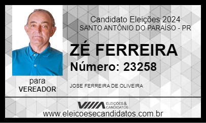 Candidato ZÉ FERREIRA 2024 - SANTO ANTÔNIO DO PARAÍSO - Eleições