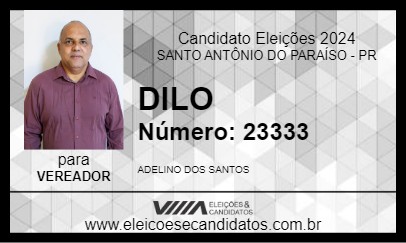 Candidato DILO 2024 - SANTO ANTÔNIO DO PARAÍSO - Eleições