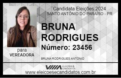 Candidato BRUNA RODRIGUES 2024 - SANTO ANTÔNIO DO PARAÍSO - Eleições