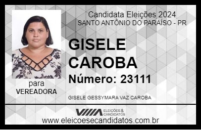 Candidato GISELE CAROBA 2024 - SANTO ANTÔNIO DO PARAÍSO - Eleições