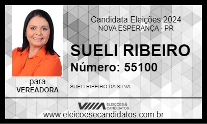 Candidato SUELI RIBEIRO 2024 - NOVA ESPERANÇA - Eleições