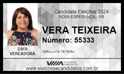 Candidato VERA TEIXEIRA 2024 - NOVA ESPERANÇA - Eleições