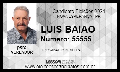 Candidato LUIS BAIAO 2024 - NOVA ESPERANÇA - Eleições