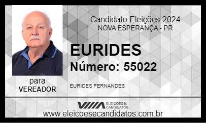 Candidato EURIDES 2024 - NOVA ESPERANÇA - Eleições