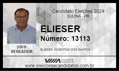 Candidato ELIESER 2024 - SULINA - Eleições